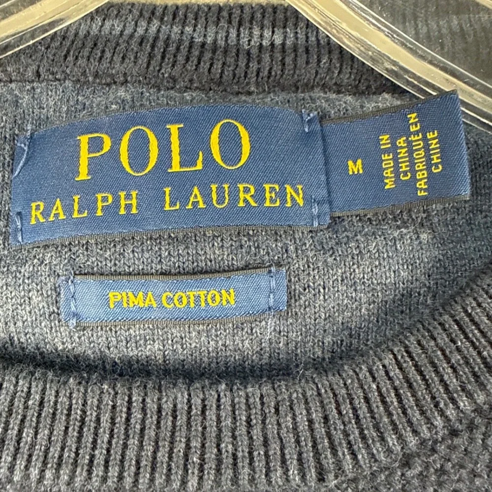 Polo Ralph Lauren Sweater Mens M Crewneck Navy Blue Pima Cotton EUC